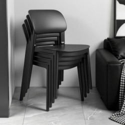 Home-Use Plastic Dining Chair with Backrest, No Assembly Required, Comfortable for Long Sitting, Thickened, Nordic Minimalist Style, Stackable Stool