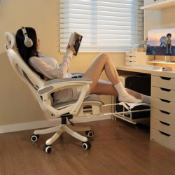 Computer Chair with Lumbar Support, Comfortable for Long Sitting, Reclining Backrest for Lunch Break, Ergonomic Chair, Dual-Purpose Office Chair