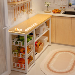 Kitchen Storage Rack Multi-Functional Floor-Standing Multi-Layer Household Ultra-Narrow Table Workbench Storage Cabinet Narrow Side Cabinet