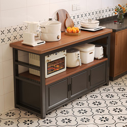Kitchen Storage Rack Multi-Functional Household Wall-Mounted Table Workbench Cabinet Floor-Standing Dishware Microwave Storage Side Cabinet