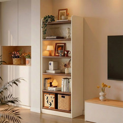 Solid Wood Bookshelf Storage Rack Floor-Standing Living Room Integrated Wall-Mounted Storage Cabinet Storage Cabinet Student Home Multi-Layer Bookcase