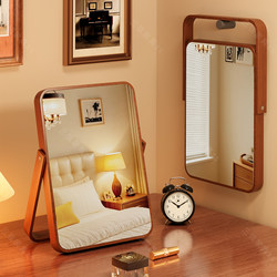 Medieval Style Solid Wood Makeup Mirror, Dressing Table Mirror, Standing Beauty Mirror, 2025 Hot Model, Portable Folding Mirror for Girls