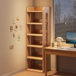 Bookshelf Solid Wood Floor-Standing Storage Rack Integrated Wall-Mounted Corner Storage Cabinet Children's Picture Book Storage Shelf Simple Bookcase
