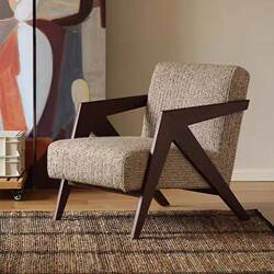 Single Sofa Chair, French Mid-Century Style, Living Room Balcony Leisure, Small Apartment, Solid Wood Designer Lazy Sofa Single Chair