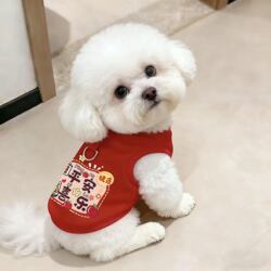 Dog Clothes for Autumn and Winter 2026, Festive New Year Outfit, Leash-Compatible, for Small Dogs Like Teddy and Bichon, Red Warm Vest