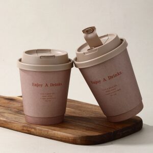 Disposable coffee cup, double-layer insulated milk tea hot drink cup, thickened commercial paper cup with lid, supports customized logo