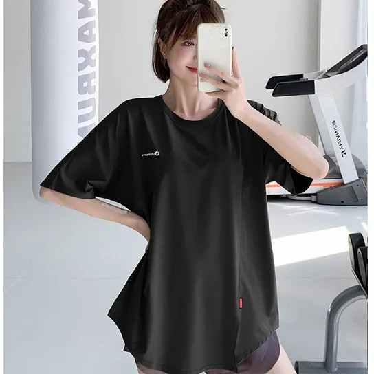 Running cover-up summer yoga T-shirt large size quick-drying slit ...