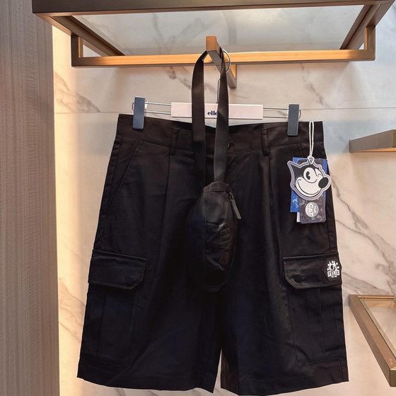 
G family shopping mall summer men's Filipino co-branded work style five-point pants black mid-pants versatile trend 2544D