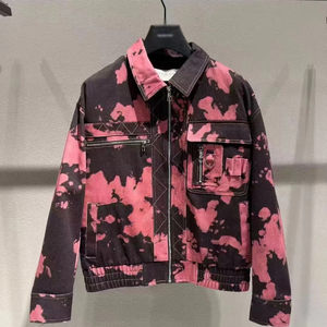 Shopping mall autumn men's retro tie-dye denim jacket casual loose lapel jacket 90580/L8