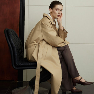 
NANCYLILI simple temperament single-breasted long windbreaker for women's autumn loose straight British style drooping jacket