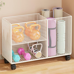 Yoga Mat Storage Basket with Wheels for Home Use, Large Capacity, Movable, Sports and Fitness Equipment Storage Rack, Dumbbell Storage Rack