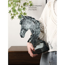 Miyu 2026 Instant Success New Crystal Texture Horse Head Sculpture Ornament for Living Room Entrance Decoration, Opening Ceremony, Housewarming