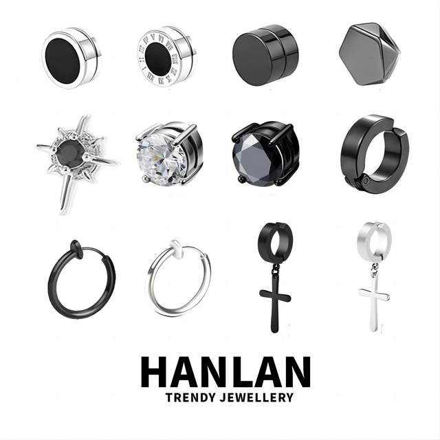 Ear -no earrings Men's ear clip single only trendy male personality Korean version of titanium steel absorbing magnetic earrings earrings earrings
