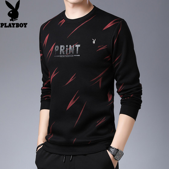 
Playboy sweatshirt men's round neck long-sleeved T-shirt men's undershirt thin pure cotton men's tops bottoming autumn clothes丅