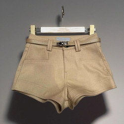 Khaki Casual Pants for Slightly Chubby Women, Spring Outerwear, Hip-Hugging, Stretchy, Tight-Fitting, Stylish High-Waisted Shorts That Make Legs Look Longer