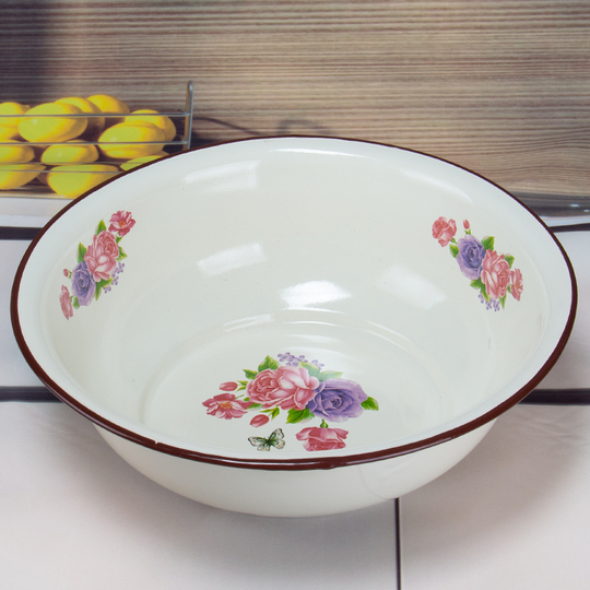 ホーロー洗面台 - 中国風の花柄 - 丸型ボウル