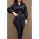 High-end black POLO collar printed shirt for women 2025 spring style waist-hugging and slimming mid-length casual and fashionable shirt