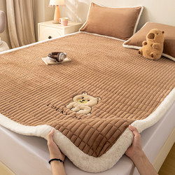 Winter Milk Velvet Mattress Single Piece Thickened Coral Velvet Quilted Bed Cover Student Dormitory Single Bed Mattress Three-Piece Set