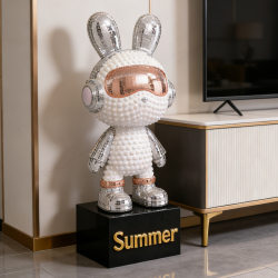 Cartoon Rabbit Floor-Standing Ornament Next to the Tv Cabinet, Light Luxury High-End Large Decoration Piece for the Living Room, Housewarming Gift