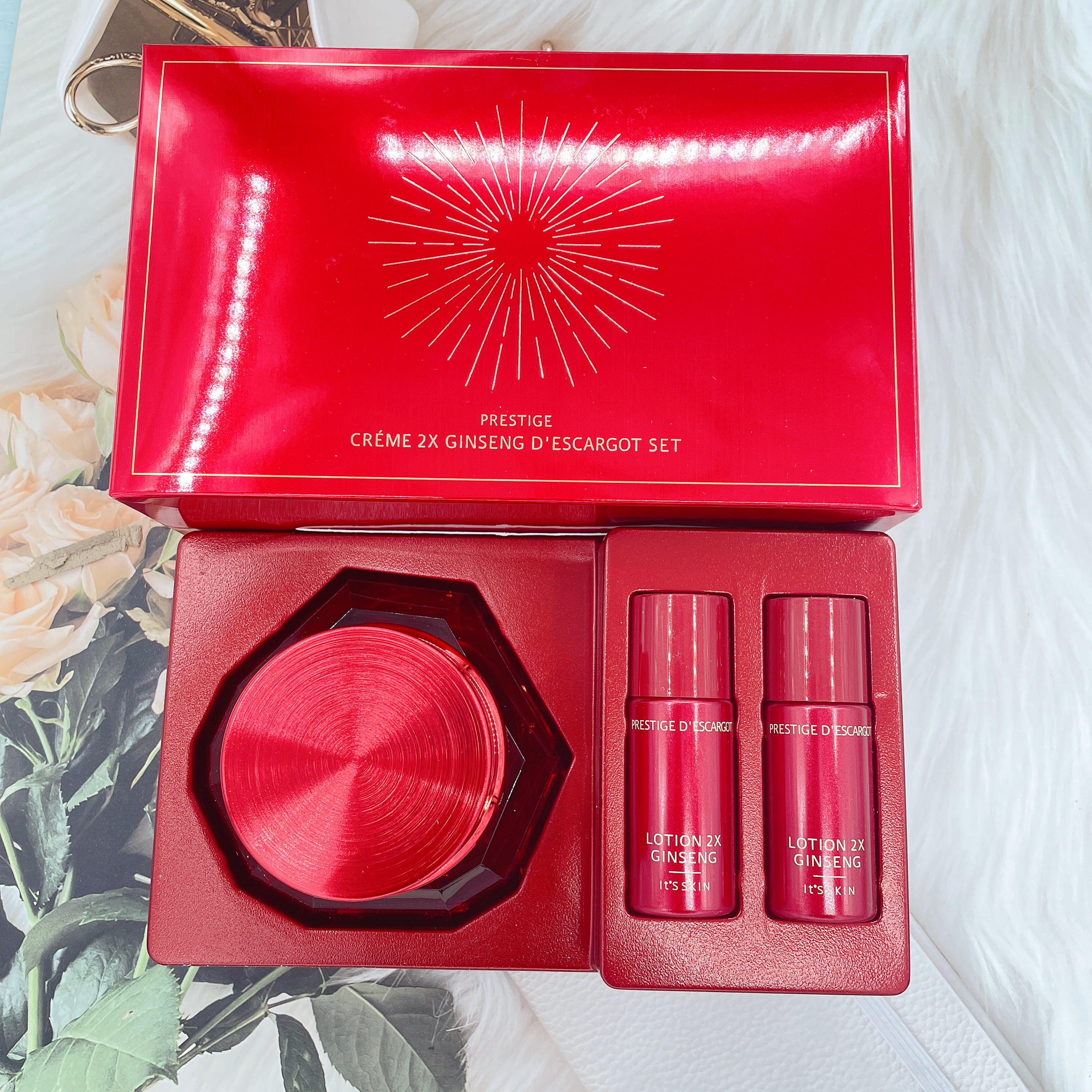 韩国its skin伊思红参蜗牛面霜套盒痘印蜗牛 面霜60ml 水乳25ml