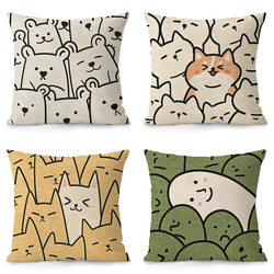 Charming Smiling Nordic-Style Cartoon Animal Suede Pillow Modern Minimalist Sofa Living Room Lumbar Pillow Cover Cushion