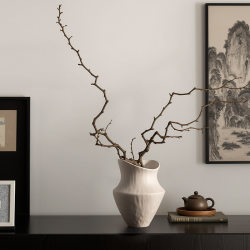 Aniique Jingdezhen Wabi-Sabi Style Large-Diameter Ceramic Vase Creative Desktop Living Room Flower Arrangement Ornament