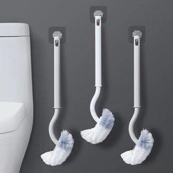 Toilet brush household brush with no blind spots soft bristle long handle toilet brush bathroom supplies wall-mounted cleaning brush durable