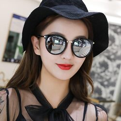 2026 New Polarized Sunglasses for Women, Trendy Korean Style Celebrity Glasses, Round Face, Large Frame, Anti-Uv Driving Sunglasses