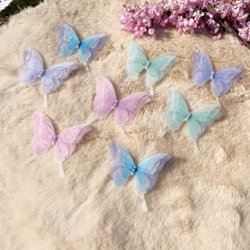 Curtain Butterfly Pin Style Four-Layer Tulle with Pearls Butterfly DIY Material Curtain Accessories Decoration