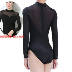 Aerial Yoga Suit, One-Piece Dance Suit, Half-High Collar Body Suit, Ballet Practice Suit, Adult Women's Gymnastics Suit, Black