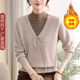 2025 New National Style Fake Two-Piece Knitted Sweater Middle-aged and Elderly Women’s Clothes Velvet Thickened Sweater Mother’s Winter Warm Clothes