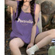 Dopamine Seaside Sports Sling American Vest Women's Summer Outdoor New Blue T-shirt Loose Sleeveless Top