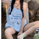 baby blue suspender vest for women 2025 new summer dopamine sweet sports wear loose sleeveless top
