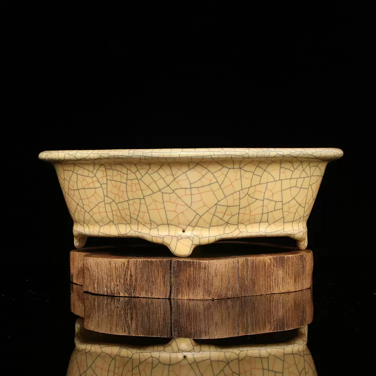 宋哥窑金丝铁线海棠式水仙盆古董瓷器古玩古瓷器收藏全手工-Taobao