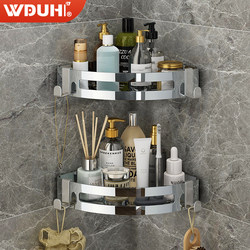 Stainless Steel Bathroom Storage Rack, Corner Wall-Mounted Supplies Organizer, Double-Layer Wall-Mounted, No-Drill Corner Shelf