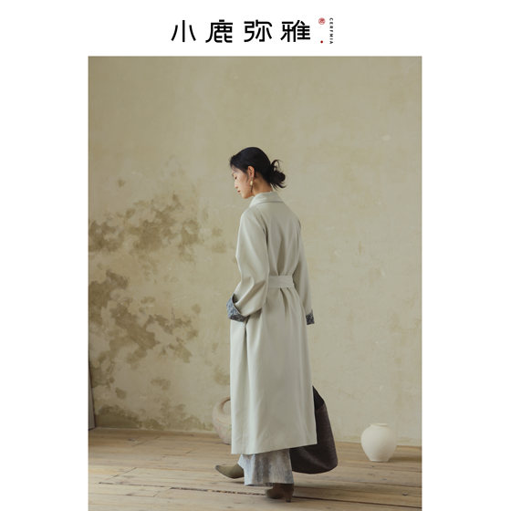 
Xiaolu Miya <Iris> series new Chinese style literary and artistic jacquard lace-up long windbreaker autumn and winter