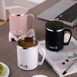 High-End Accessible Luxury Office Mug with Lid, Large-Capacity 304 Stainless Steel Coffee Cup for Home Use