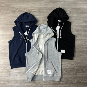 
T same spring simple casual hooded vest for men and women, cotton terry zipper cardigan sleeveless vest jacket trendy
