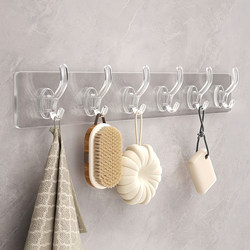Transparent row hook six-link powerful adhesive does not fall storage wall hanging without markings without hole punching door sticking hook