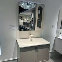 Jomoo A2498 Light Smart French-Style Cream White Multifunctional Hanging Bathroom Cabinet with Misty White Ceramic Basin