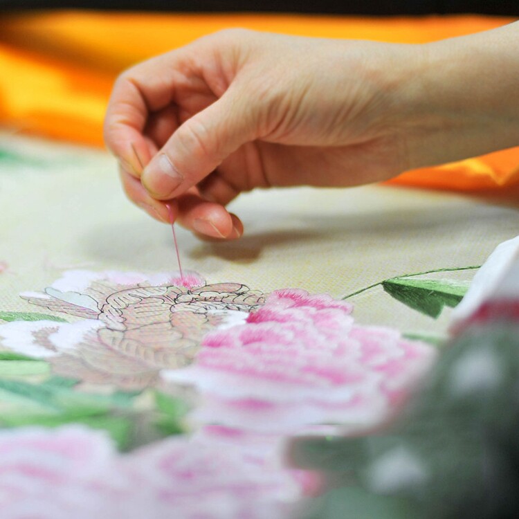 苏绣DIY刺绣材料包 初学者手工套件 苏州文化荷花荷叶刺绣