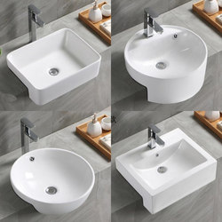 Semi-Embedded Countertop Washbasin for Hotel and Home Bathroom, Semi-Hanging Basin, Narrow and Wide Small Countertop Washbasin