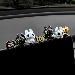 
Car accessories in the car, black and white little flying dragon cute doll, display screen, car center console doll