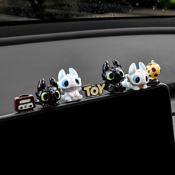
Car accessories in the car, black and white little flying dragon cute doll, display screen, car center console doll