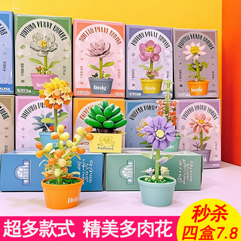 Four large boxes of 7.8 yuan] Super exquisite succulent building blocks