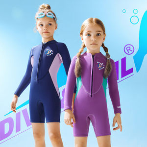 
Cross-border new 2.5MM children's diving suit for women long-sleeved shorts constant temperature swimsuit snorkeling surfing cold-proof diving suit