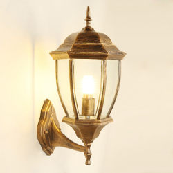 Outdoor glass hexagonal wall light transparent solar garden lighting modern simple waterproof wall light door light