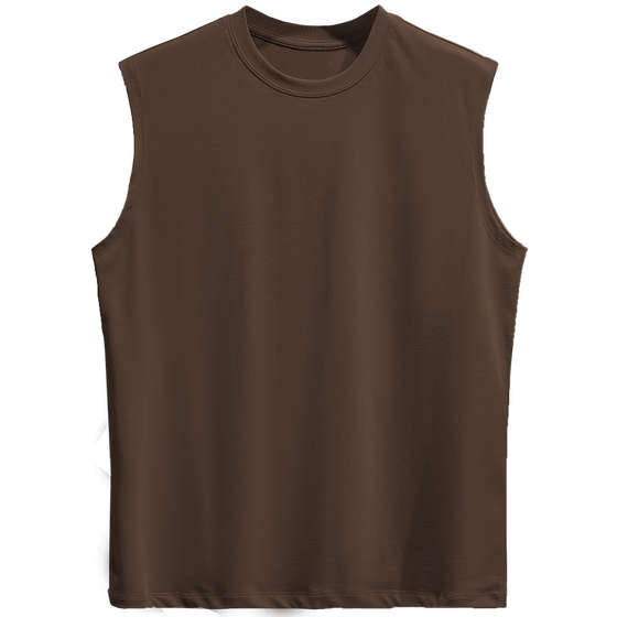 Men's vest pure cotton cotton sleeveless T -shirt in summer rushing shoulder loose basketball piercing fitness sports wide -shoulder whole cotton skirt
