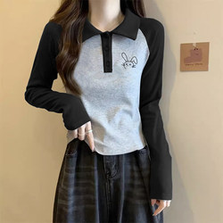 Long-Sleeved T-Shirt for Girls, Fleece-Lined, Pure Cotton Base Shirt, 2025 New Autumn and Winter Style, Stylish and Attractive Short Top for Older Children