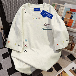 American-Style Design Symbol Cartoon Print Pure Cotton Short-Sleeve T-Shirt for Women 2025 Versatile Summer Base Shirt Top